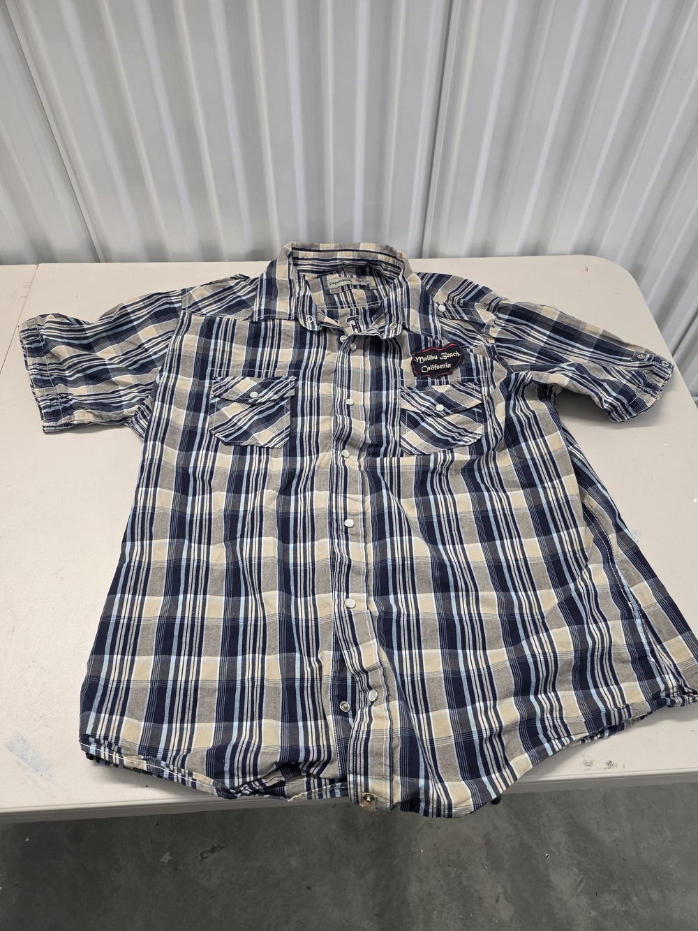 PD&C Paper Denim Cloth Shirt Men’s XL Pearl Snap malibu beach surfing usa shirt